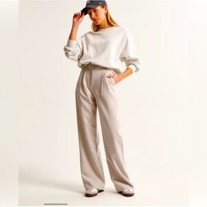 Abercrombie & Fitch Sloane Wide Leg Tailored Pants Beige Gray Womens 6 28 A&F